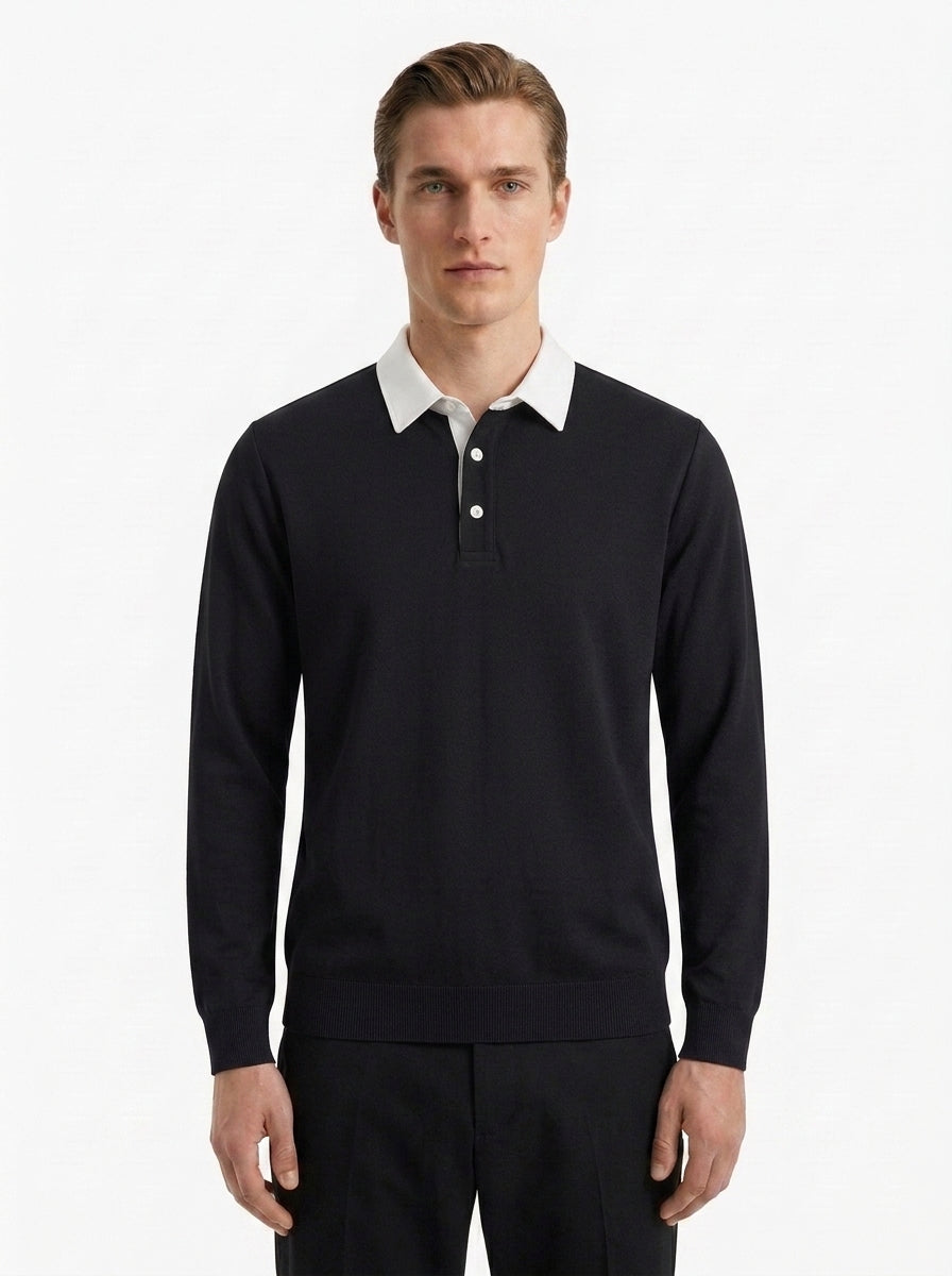 Polo Collar Long Sleeve Sweatshirt