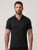 Cotton Knit Striped Textured Short Sleeve Polo Shirt