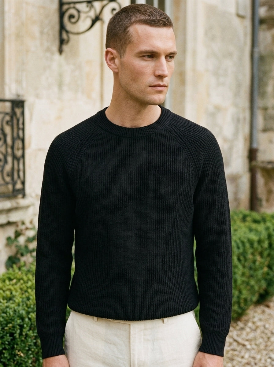 100% Organic Cotton Ribbed Crewneck Sweater