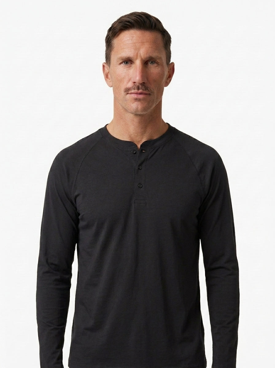 Cotton Modal Long Sleeve Henley Tee