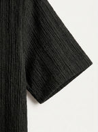 Textured Open-Knit Button-Up Shirt