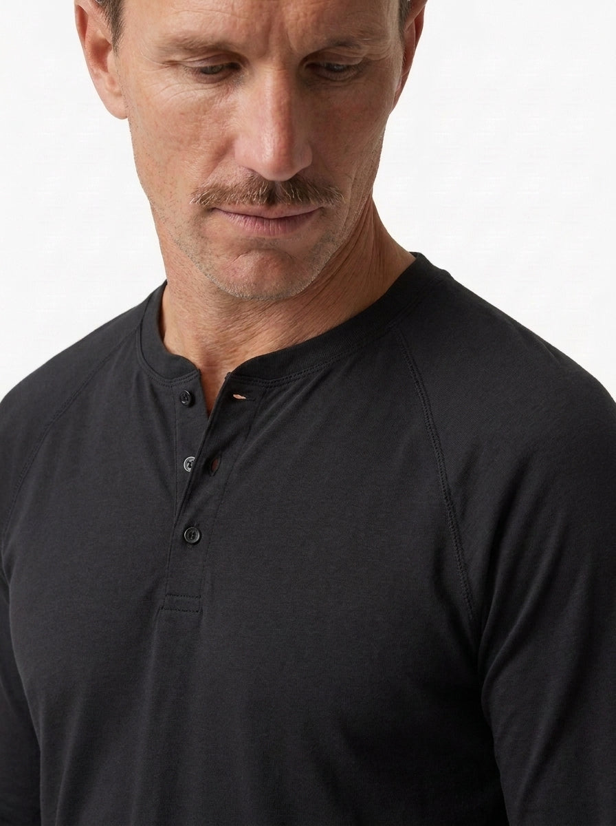 Cotton Modal Long Sleeve Henley Tee