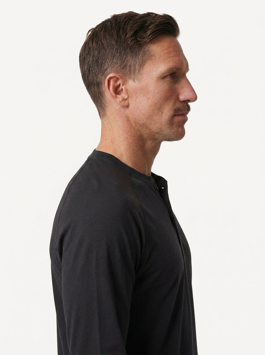 Cotton Modal Long Sleeve Henley Tee