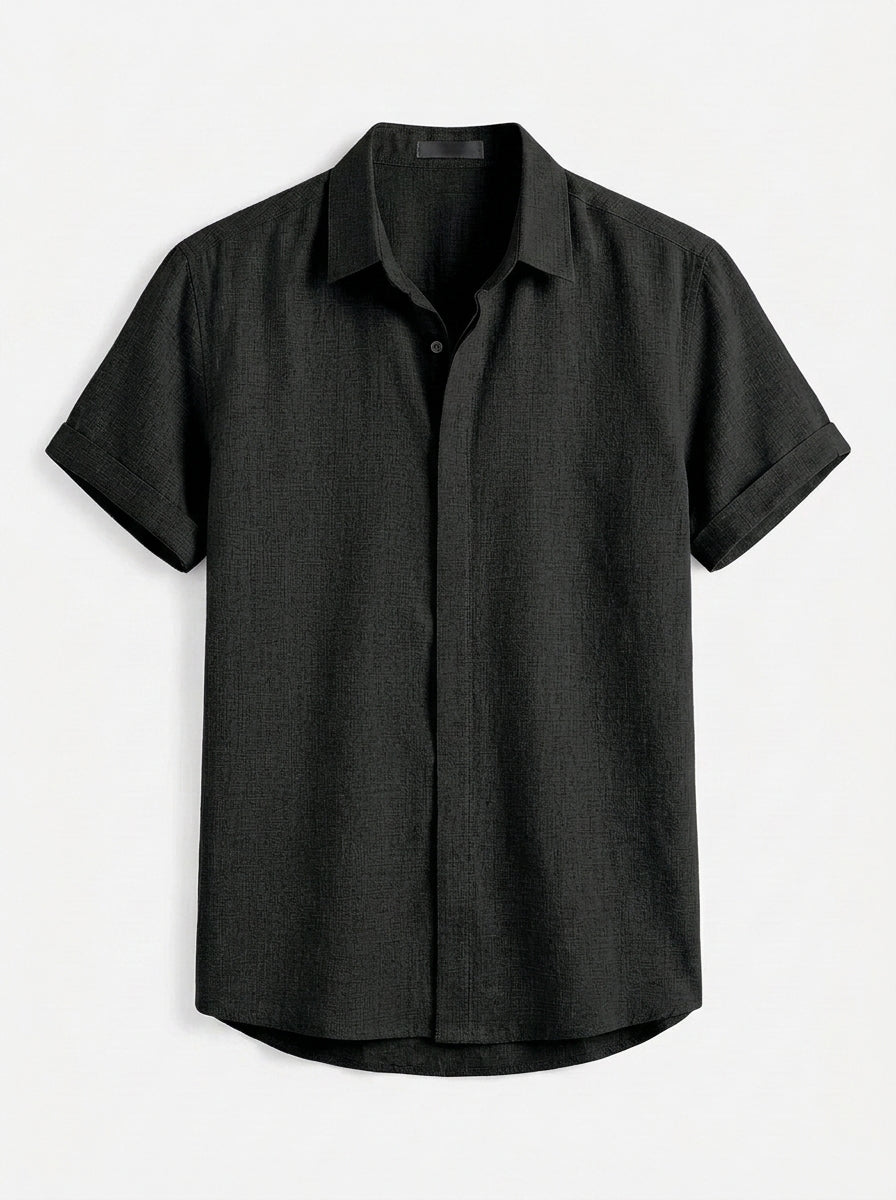 Men's Linen Cotton Blend Short Sleeve Shirt