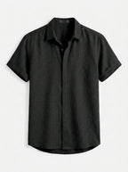 Men's Linen Cotton Blend Short Sleeve Shirt