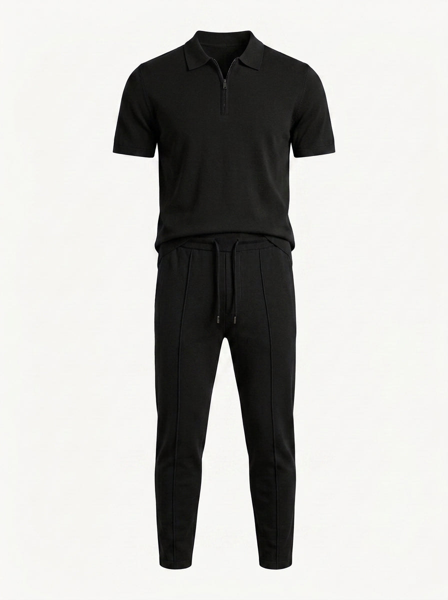 Zip Polo & Slim Pants Set