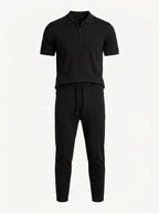 Zip Polo & Slim Pants Set