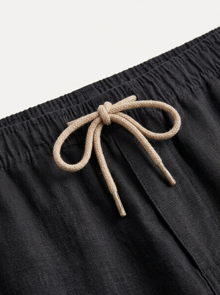 100% European Linen Drawstring Beach Pants