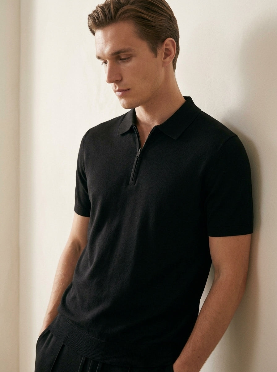 Zip Polo & Slim Pants Set