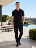 Zip Polo & Slim Pants Set