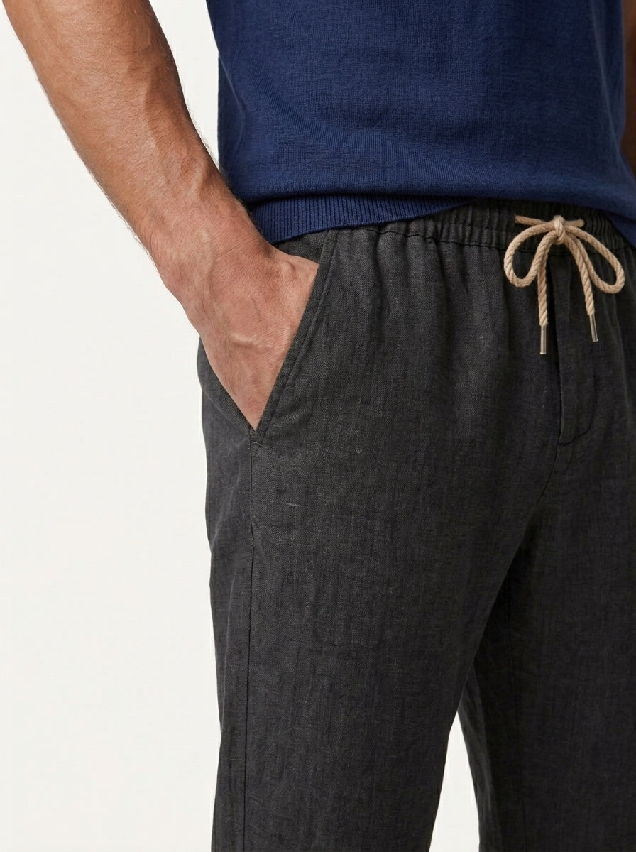 100% European Linen Drawstring Beach Pants