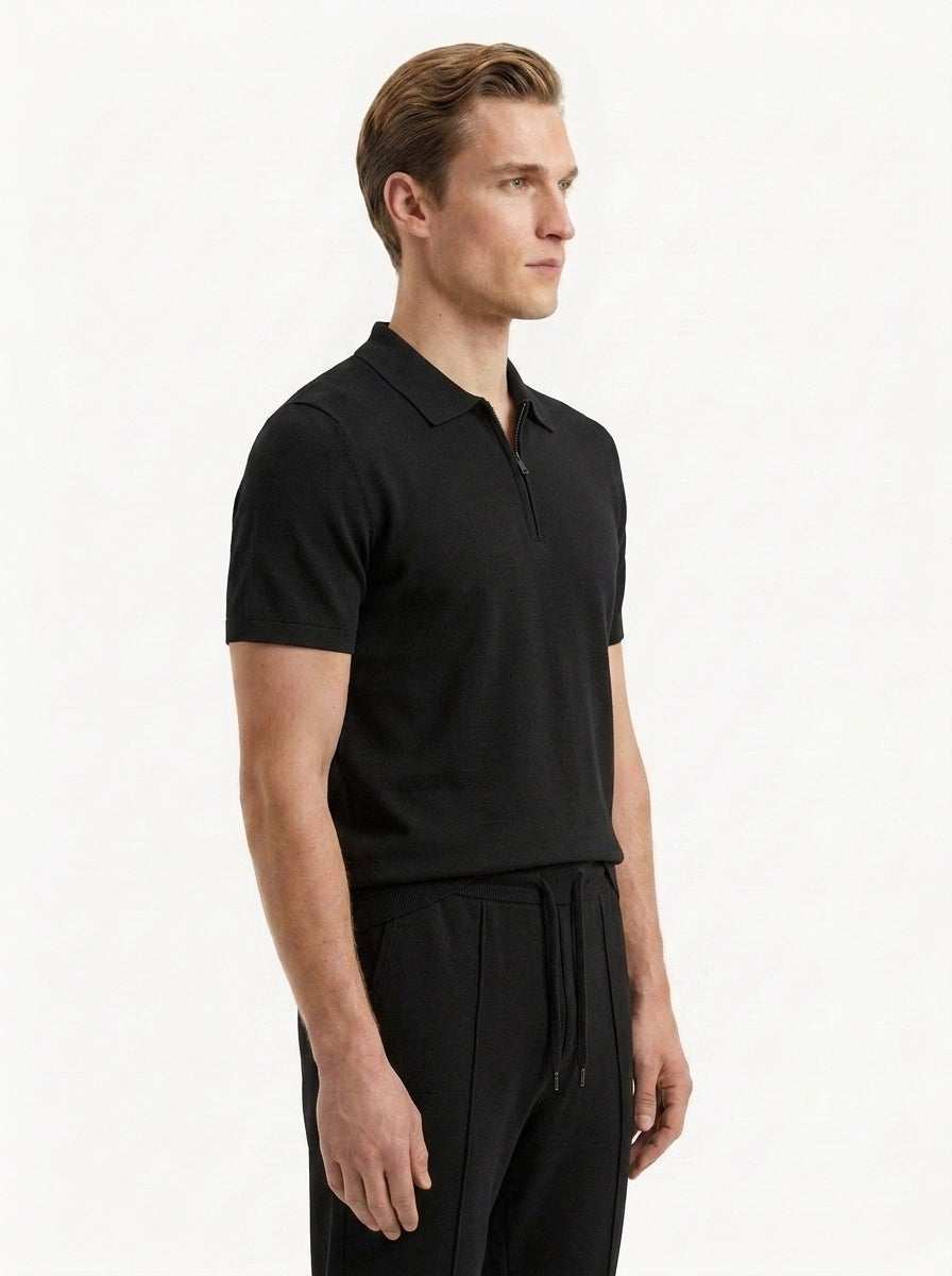 Zip Polo & Slim Pants Set