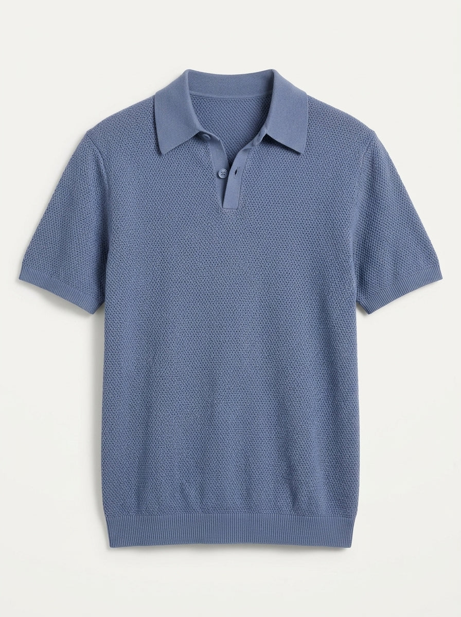 100% Organic Cotton Mesh-Stitch Sweater Polo