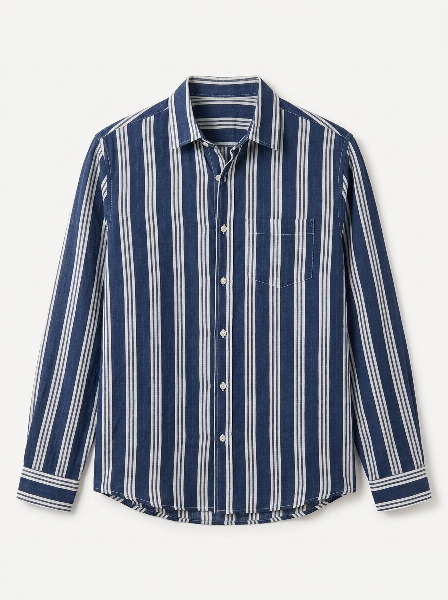 Striped Linen Cotton Resort Shirt