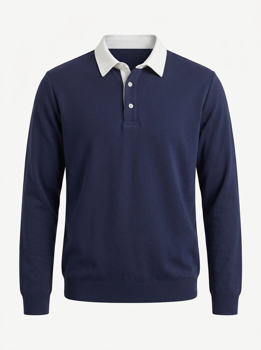 Polo Collar Long Sleeve Sweatshirt