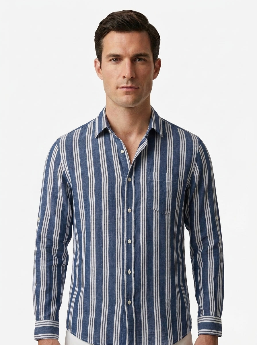 Striped Linen Cotton Resort Shirt