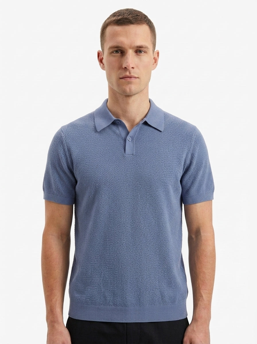 100% Organic Cotton Mesh-Stitch Sweater Polo