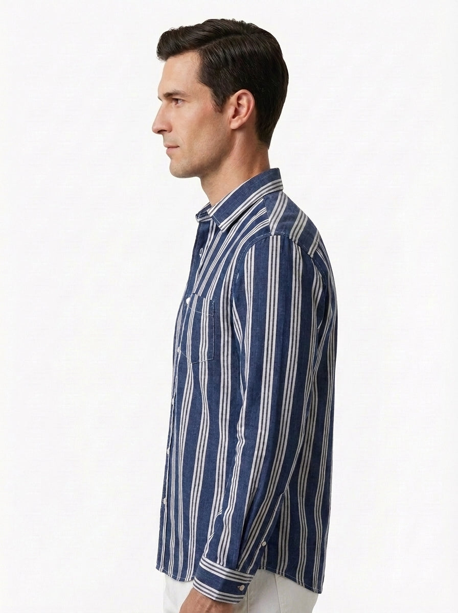 Striped Linen Cotton Resort Shirt