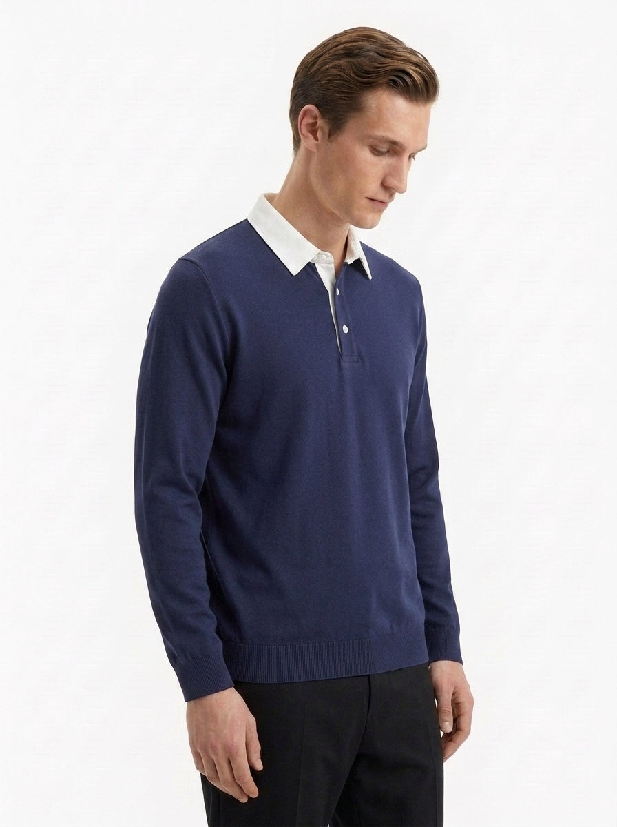 Polo Collar Long Sleeve Sweatshirt
