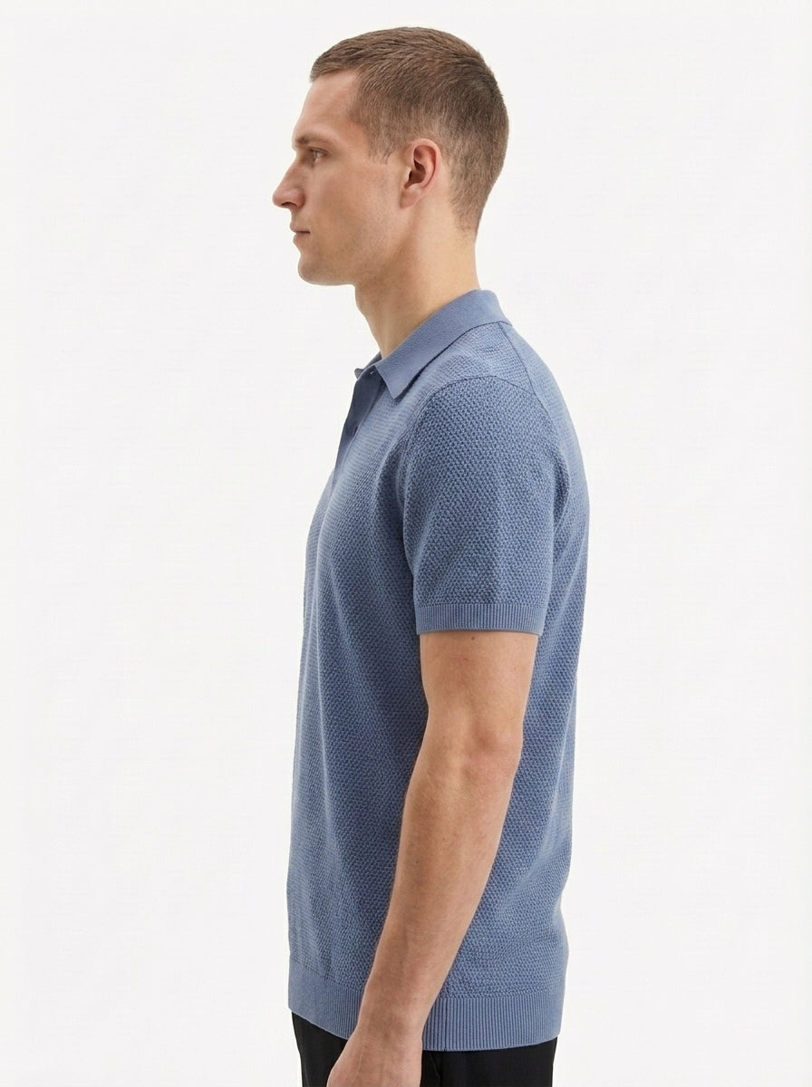 100% Organic Cotton Mesh-Stitch Sweater Polo