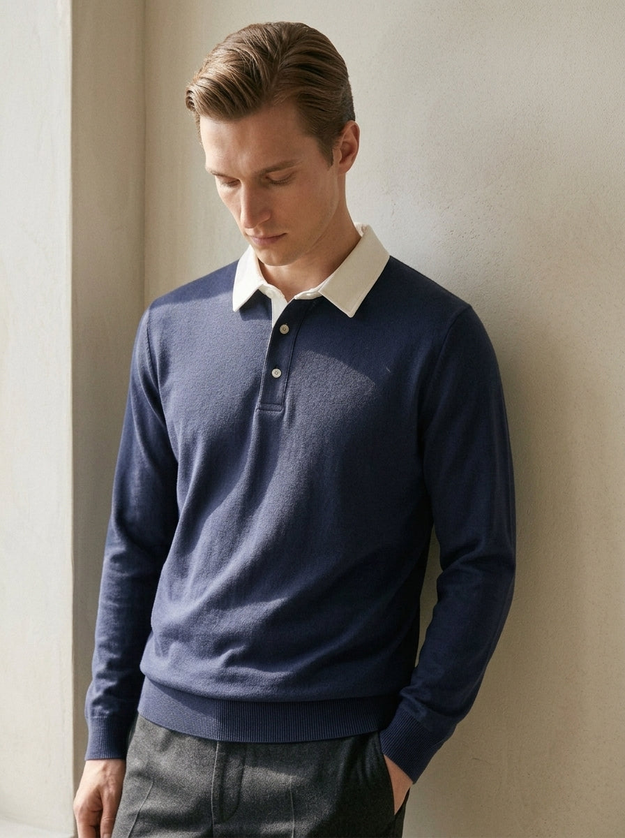 Polo Collar Long Sleeve Sweatshirt