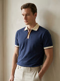 Slim Fit Retro Tipped Collar Short Sleeve Polo Shirt