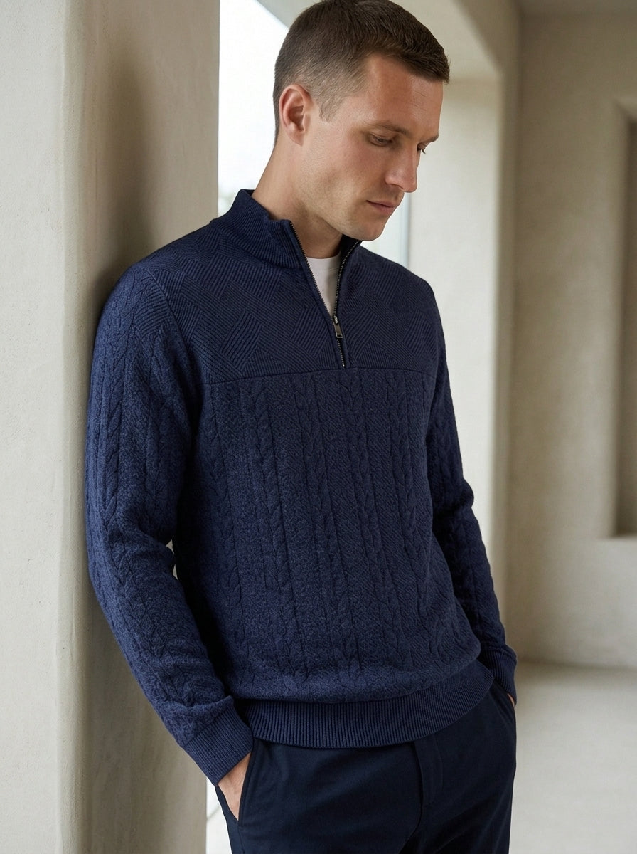 Men's Quarter-Zip Textured Pullover Sweatshirt
