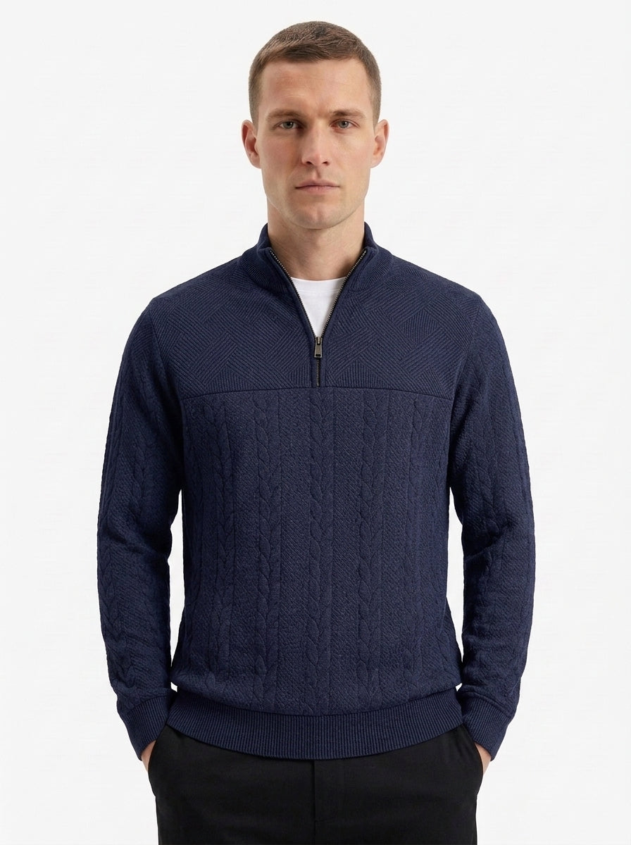 Men's Quarter-Zip Textured Pullover Sweatshirt