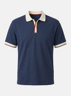 Slim Fit Retro Tipped Collar Short Sleeve Polo Shirt