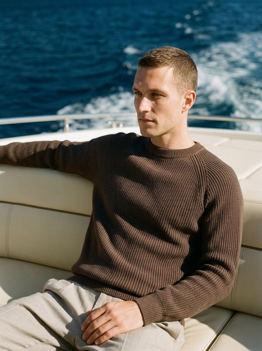 100% Organic Cotton Ribbed Crewneck Sweater