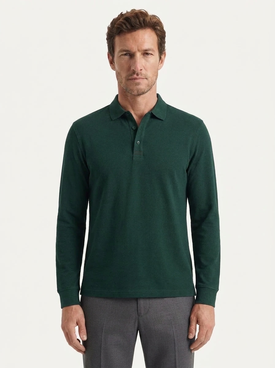 Classic Long-Sleeve Polo Shirt