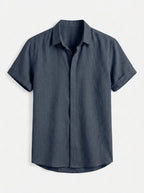 Men's Linen Cotton Blend Short Sleeve Shirt