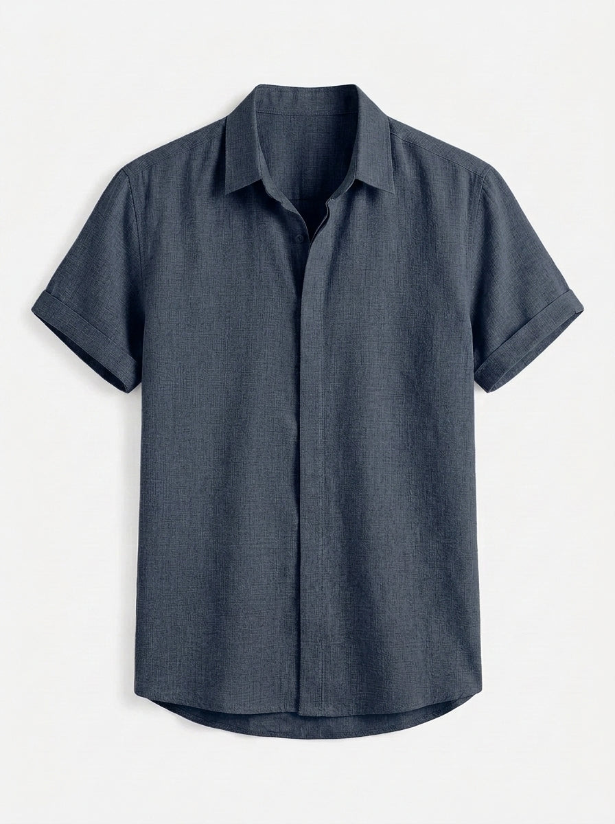 Men's Linen Cotton Blend Short Sleeve Shirt