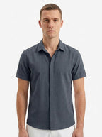 Men's Linen Cotton Blend Short Sleeve Shirt