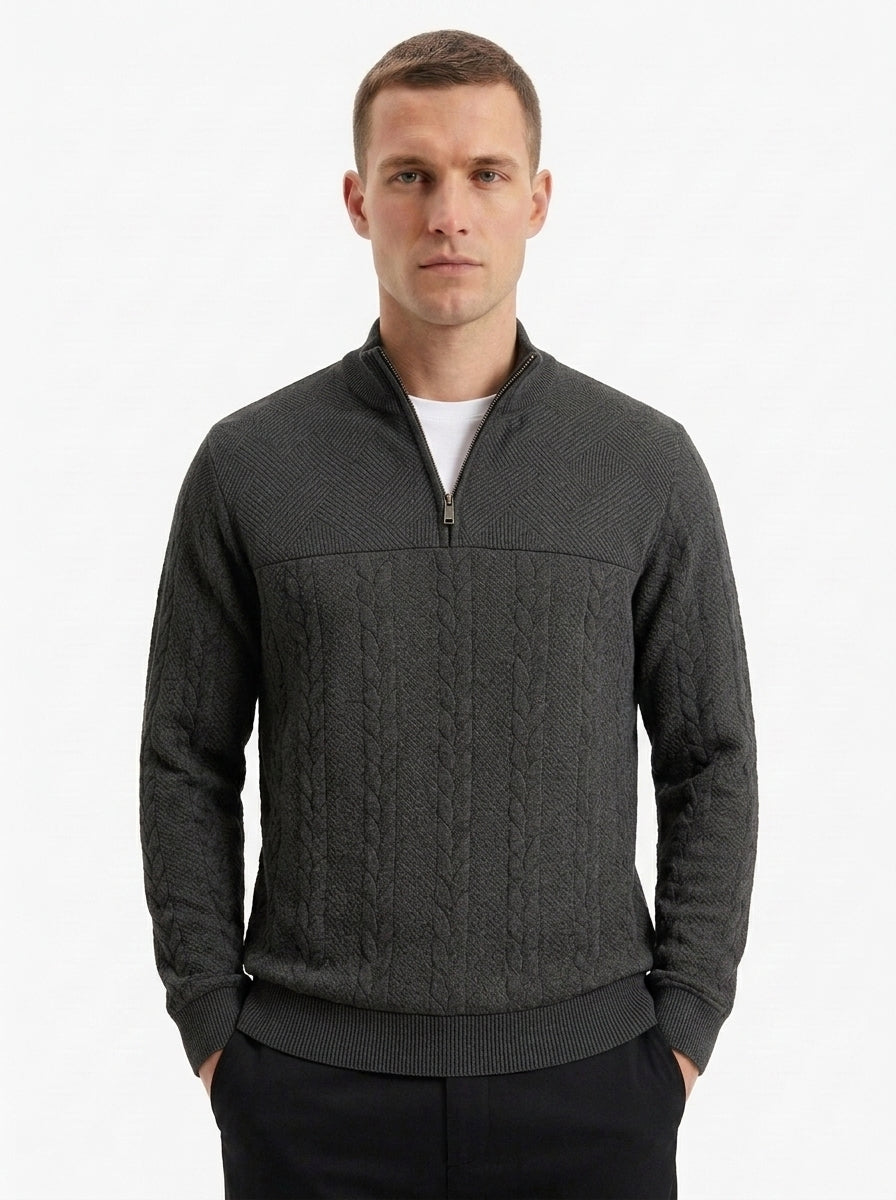 Men's Quarter-Zip Textured Pullover Sweatshirt