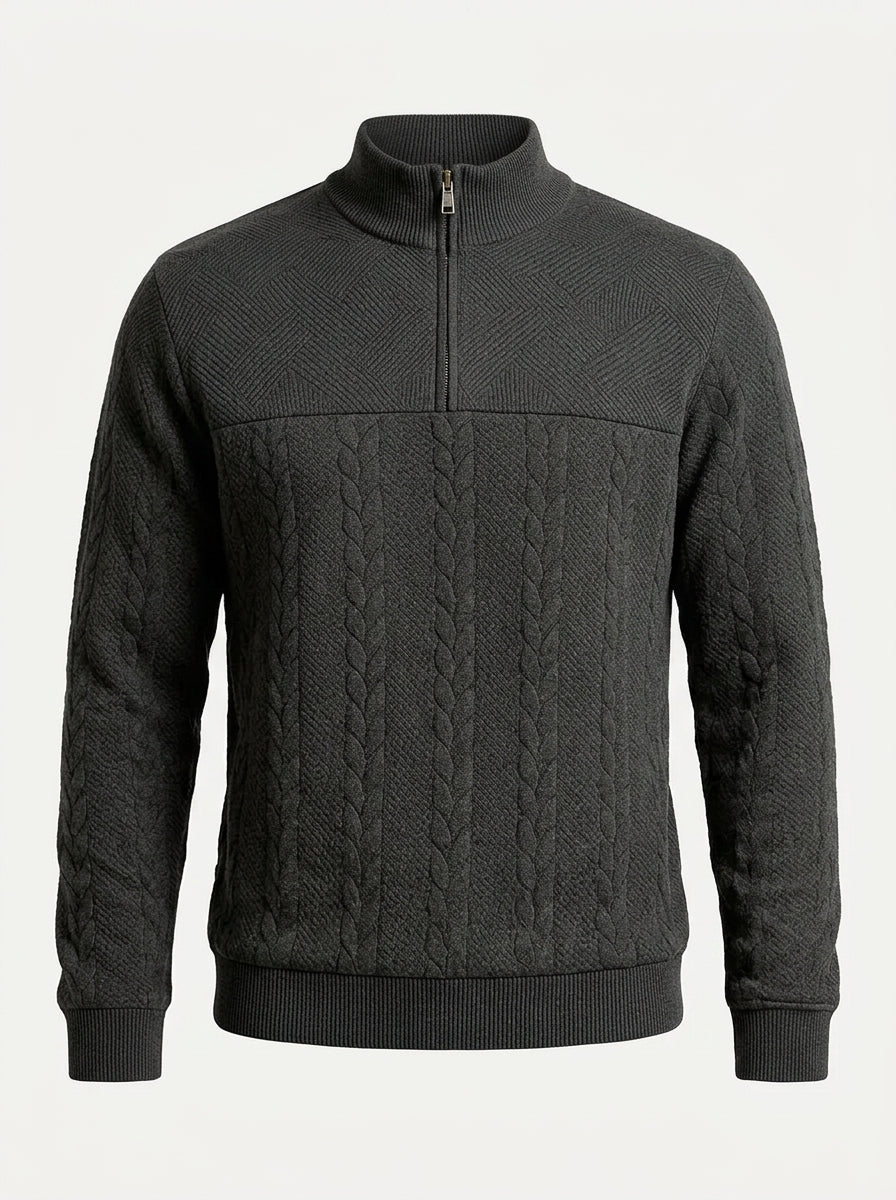 Men's Quarter-Zip Textured Pullover Sweatshirt