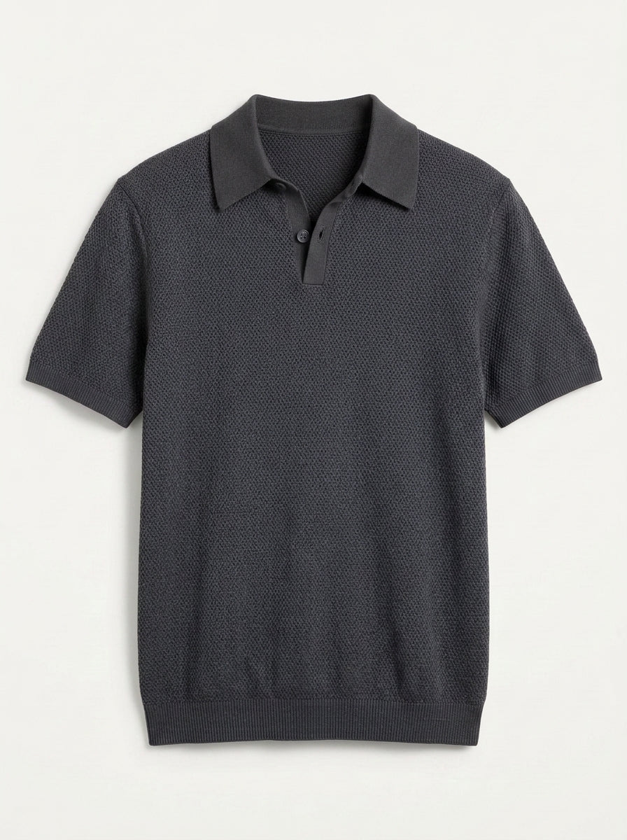 100% Organic Cotton Mesh-Stitch Sweater Polo