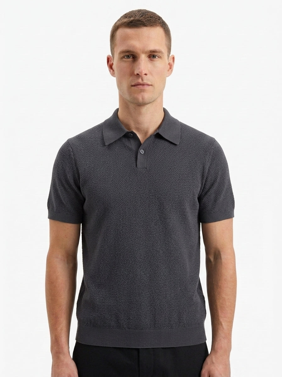 100% Organic Cotton Mesh-Stitch Sweater Polo