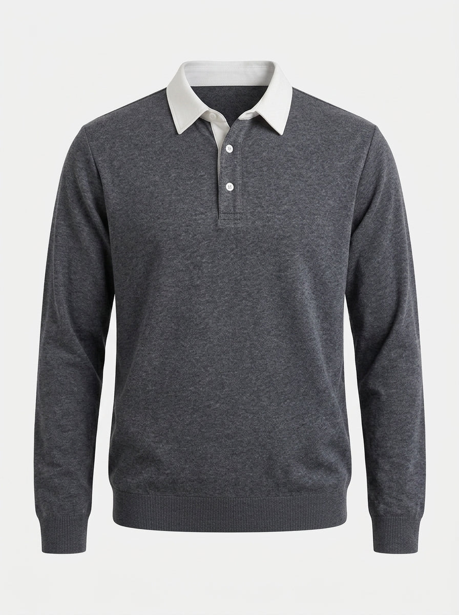 Polo Collar Long Sleeve Sweatshirt