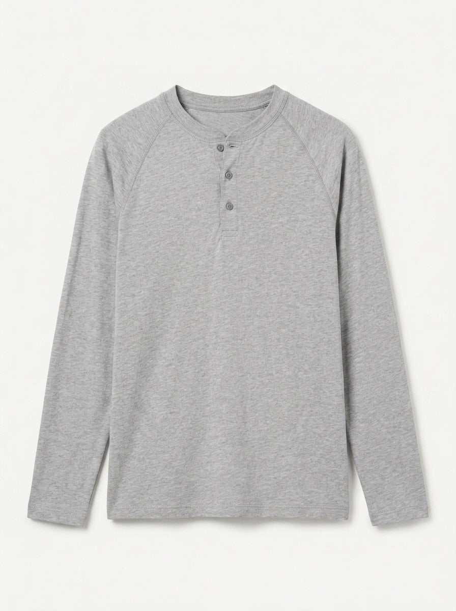 Cotton Modal Long Sleeve Henley Tee