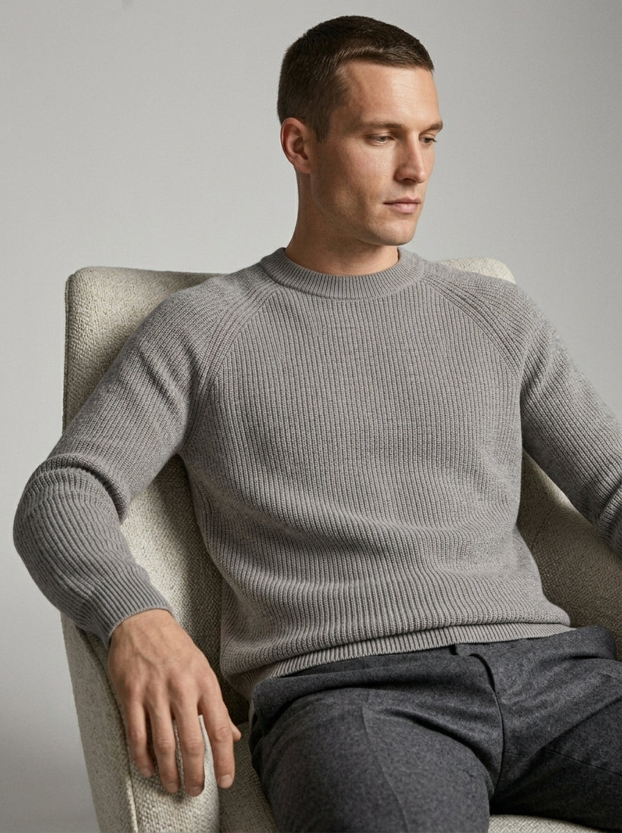 100% Organic Cotton Ribbed Crewneck Sweater