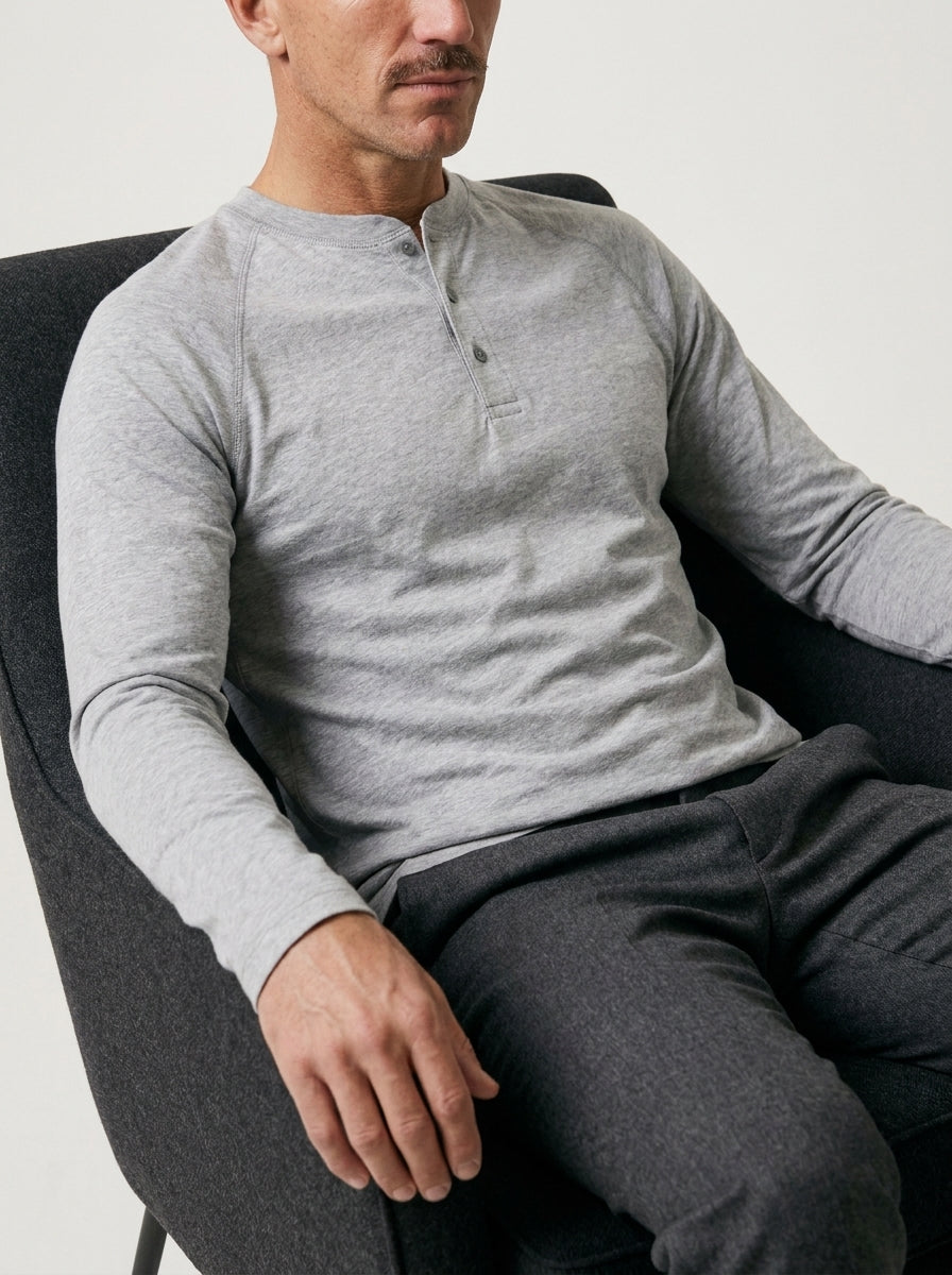Cotton Modal Long Sleeve Henley Tee