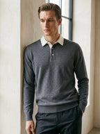 Polo Collar Long Sleeve Sweatshirt
