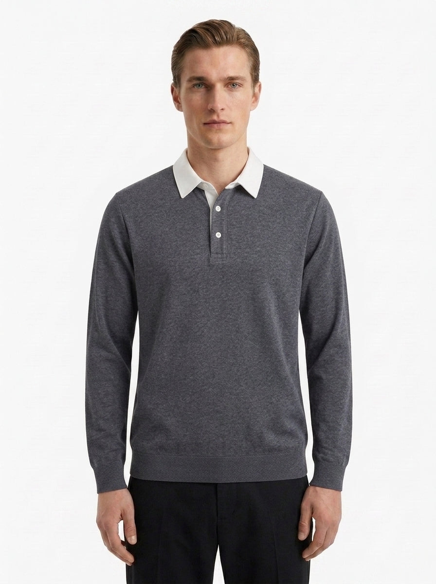 Polo Collar Long Sleeve Sweatshirt