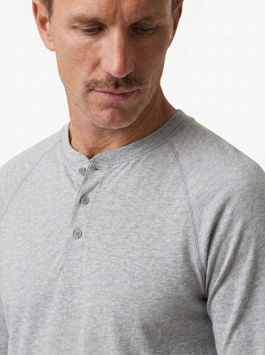 Cotton Modal Long Sleeve Henley Tee