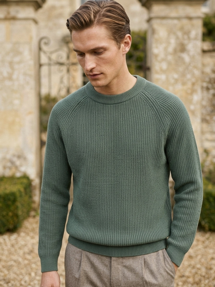 100% Organic Cotton Ribbed Crewneck Sweater