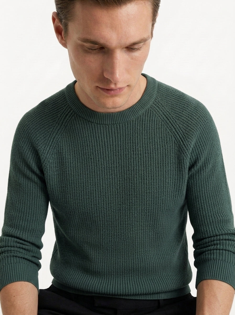 100% Organic Cotton Ribbed Crewneck Sweater