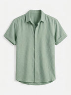 Men's Linen Cotton Blend Short Sleeve Shirt