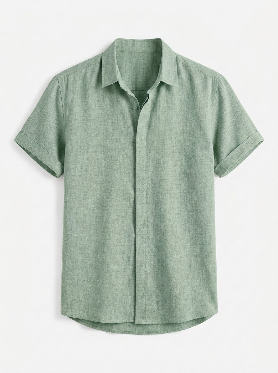 Men's Linen Cotton Blend Short Sleeve Shirt