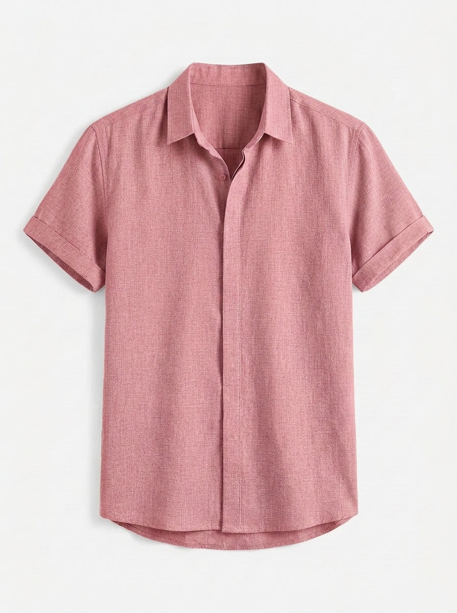 Men's Linen Cotton Blend Short Sleeve Shirt